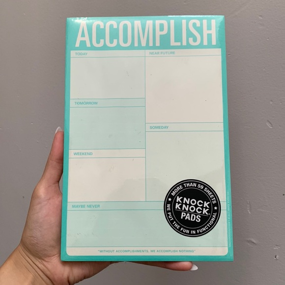 Accomplish note pad new sealed organize knock knock pad 59 sheets today clean - Picture 1 of 7